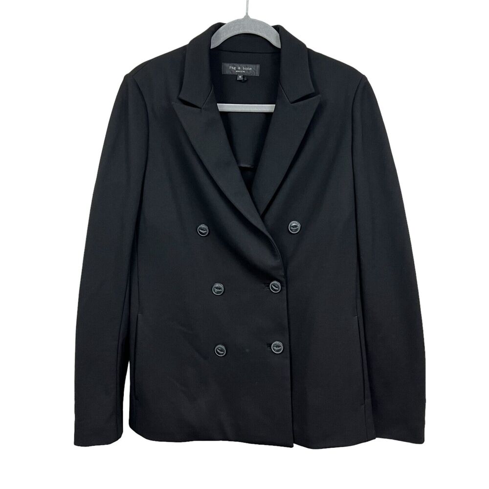 Rag & Bone Womens Blazer Suit Double Breasted Vented Slash Pockets‎ Black Sz 10